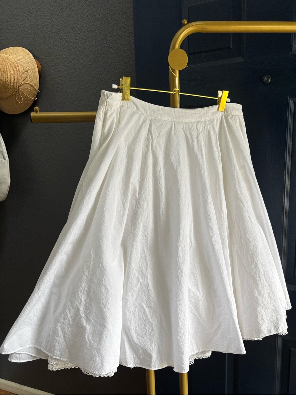 🐩 ODILLE Anthropologie Full Petticoat Midi Skirt 100% cotton, eyelet lace - Picture 2 of 15